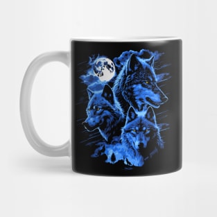 Majestic Wolves Howling at the Moon Graphic Tee Mug